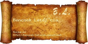 Bencsek Letícia névjegykártya